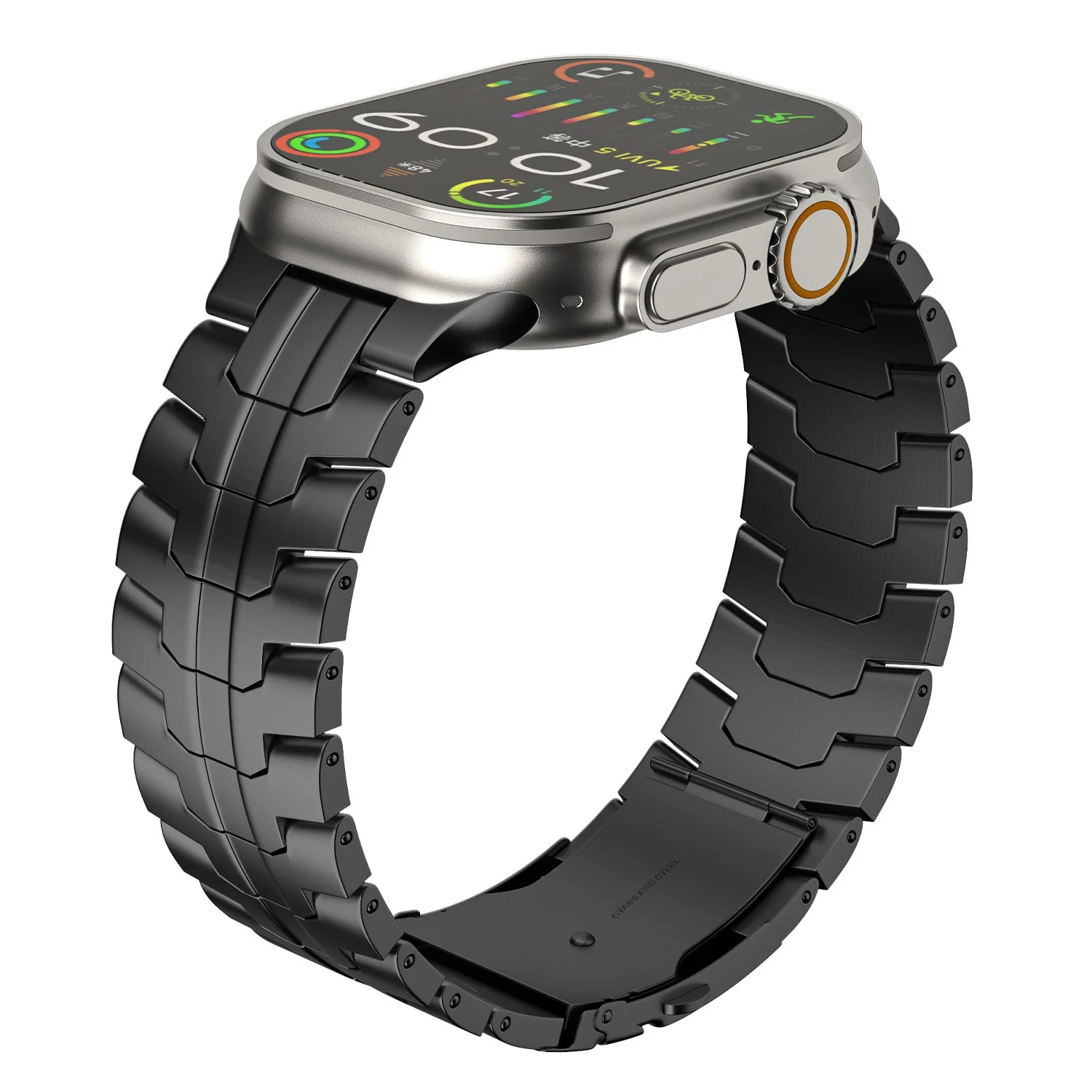 Friendie Stainless Steel Link Bracelet Band (Ultra) – Darwin Ultra Black (Apple Watch Ultra, Large) - Image 2