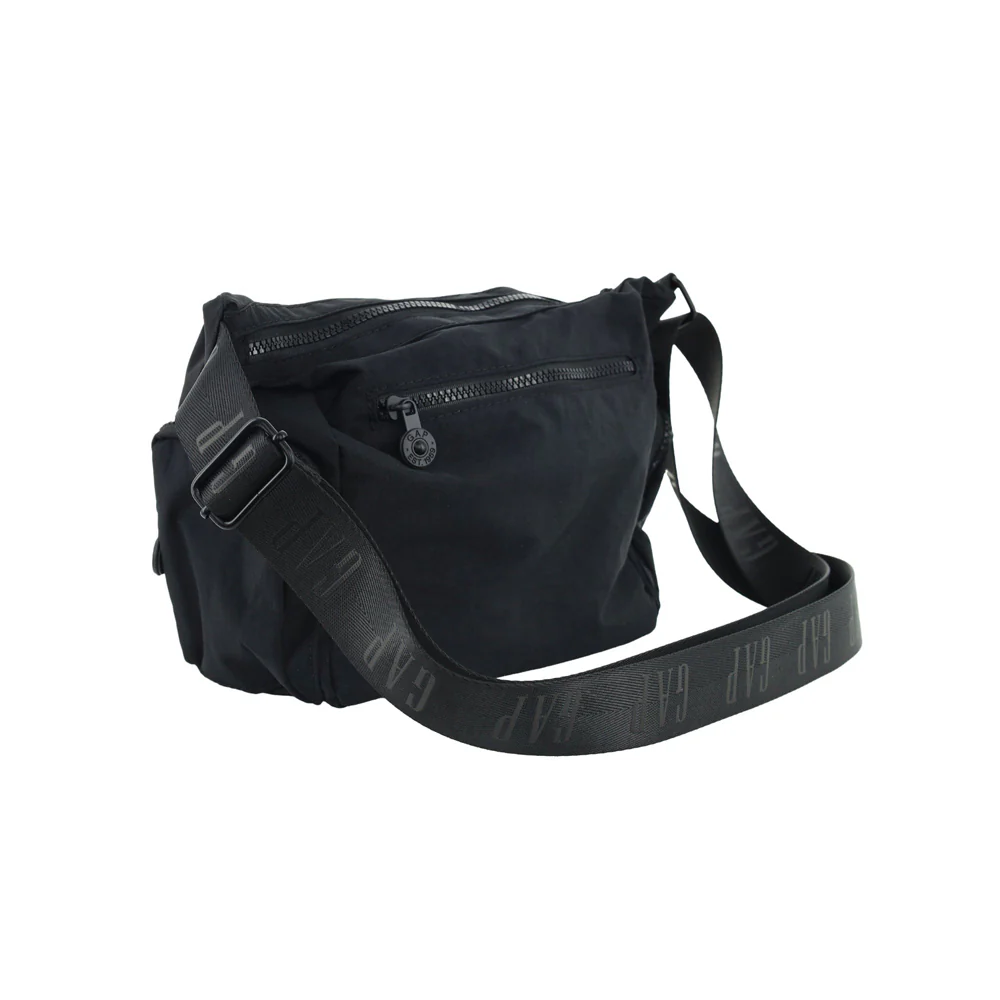 GAP Unisex Nylon Shoulder Crossbody Bag w/ Secure Zip 29x22cm Black - Image 3
