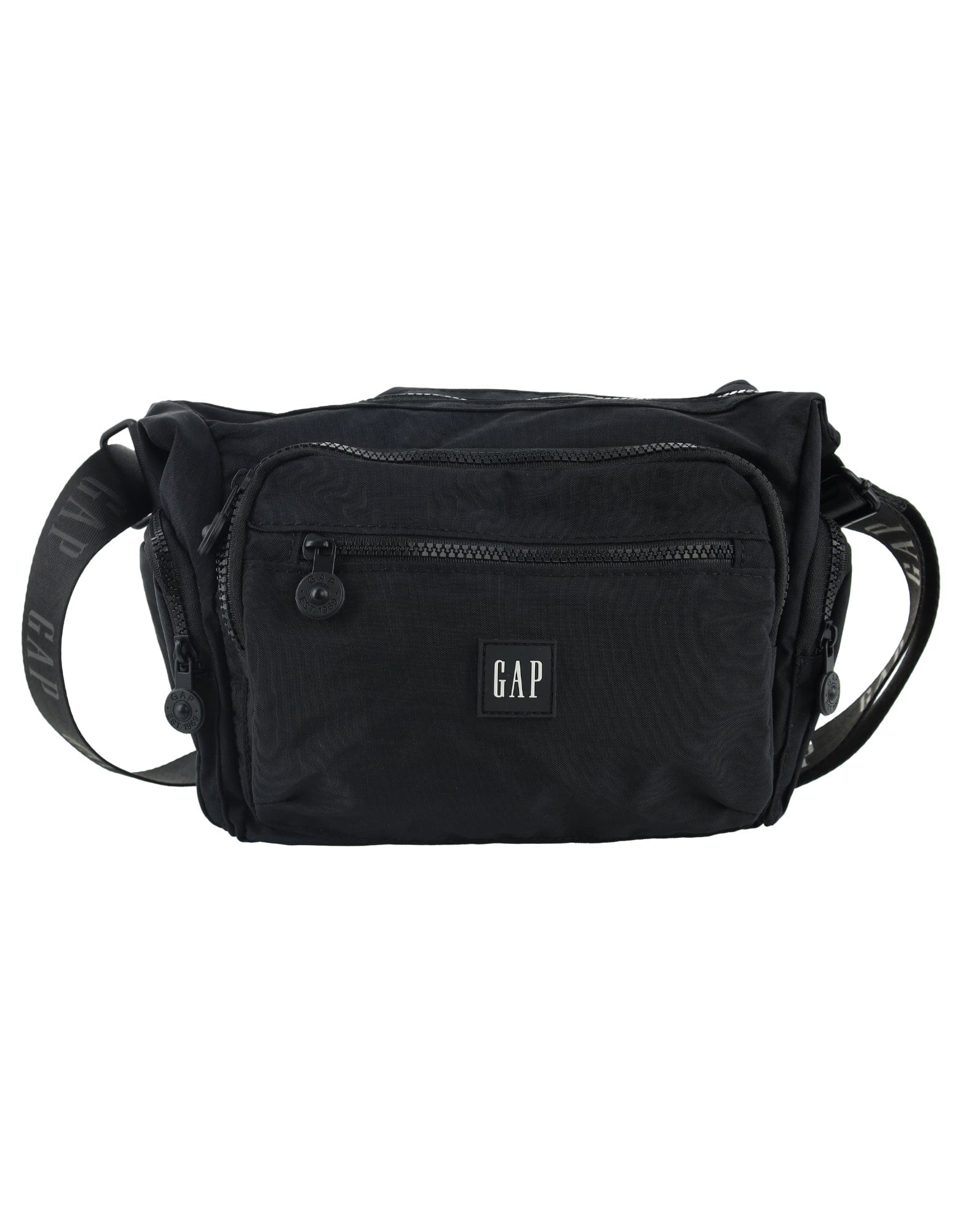 GAP Unisex Nylon Shoulder Crossbody Bag w/ Secure Zip 29x22cm Black - Image 6