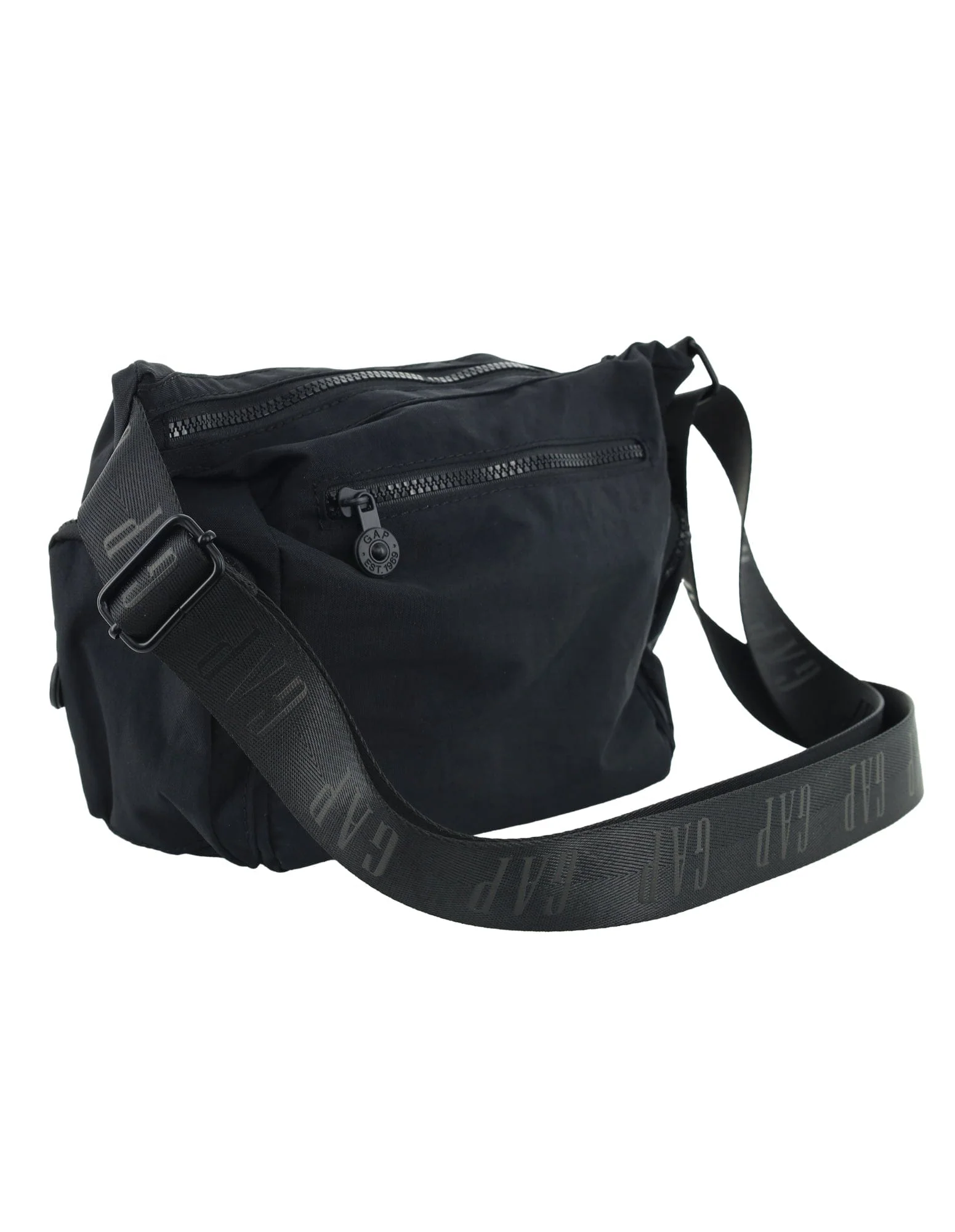 GAP Unisex Nylon Shoulder Crossbody Bag w/ Secure Zip 29x22cm Black - Image 7