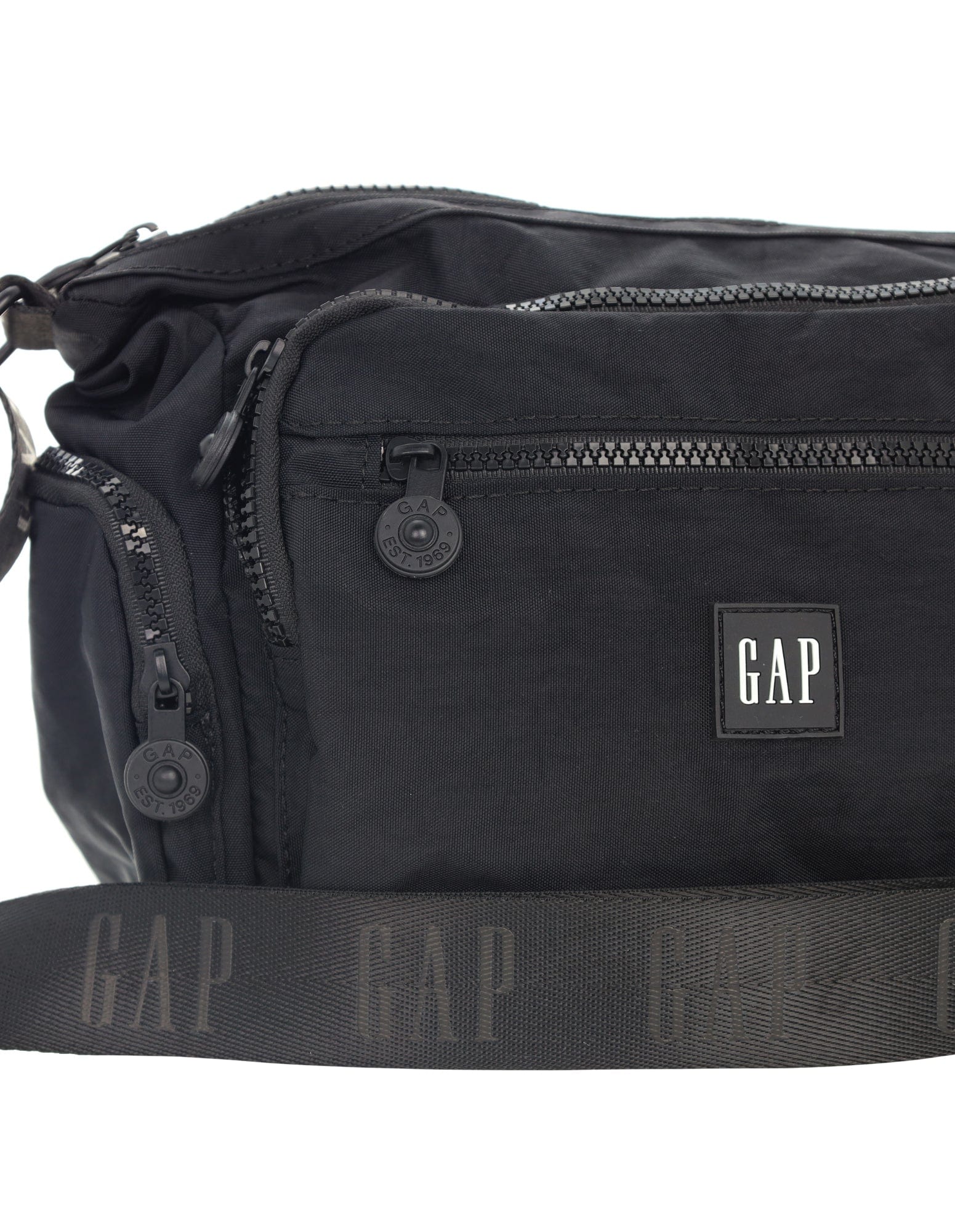 GAP Unisex Nylon Shoulder Crossbody Bag w/ Secure Zip 29x22cm Black - Image 8