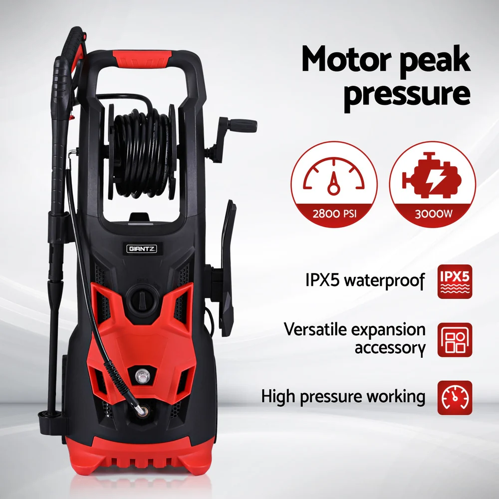 Giantz 2800PSI High Pressure Washer Electric Water Cleaner Pump 30M Jet Hose Gurney - Image 5