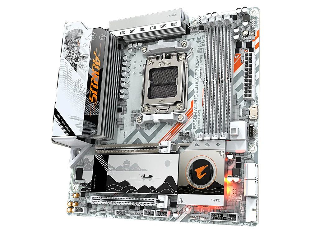GIGABYTE B850M AORUS ELITE WIFI 7 ICE-P AM5 mATX Motherboard - Image 2