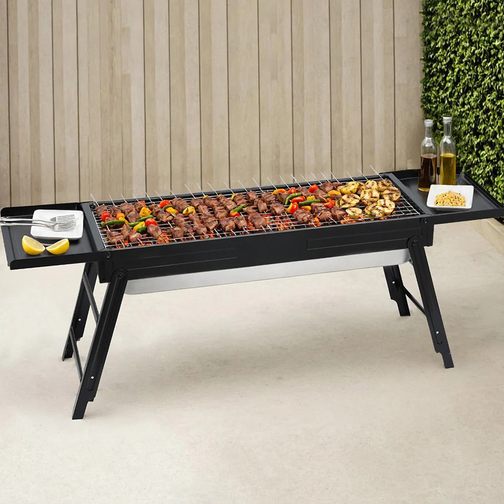 Grillz Charcoal BBQ Grill Smoker Portable Barbecue Outdoor Foldable Camping - Image 2
