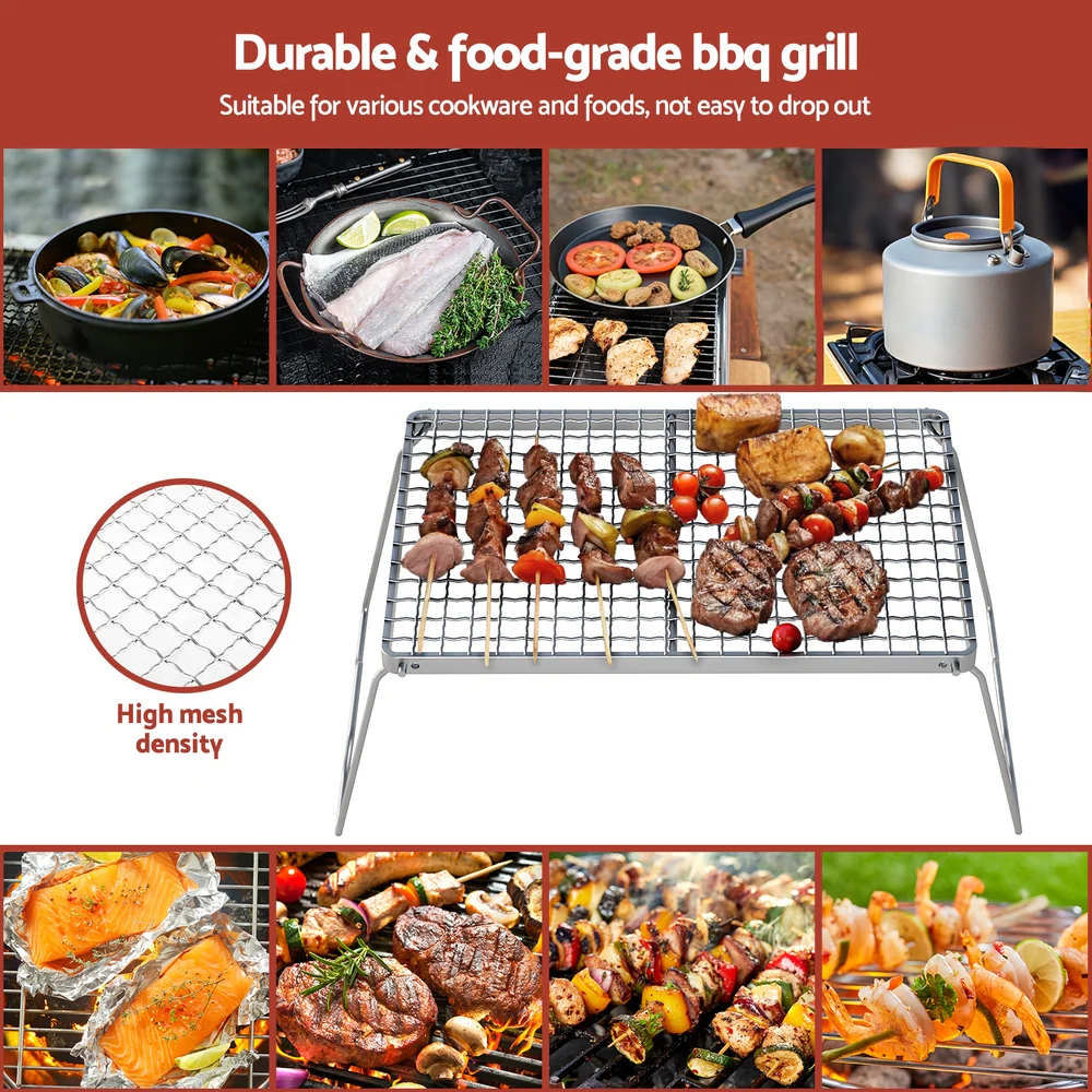 Grillz Portable BBQ Grill Charcoal Smoker Foldable Camping Outdoor - Image 6