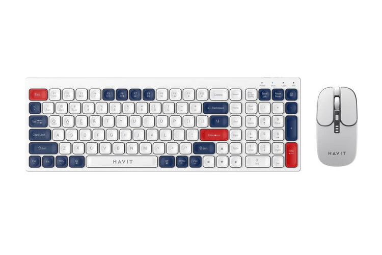 Havit Dual-Mode Wireless 2.4Ghz + Bluetooth Keyboard and Mouse (White) - Image 2