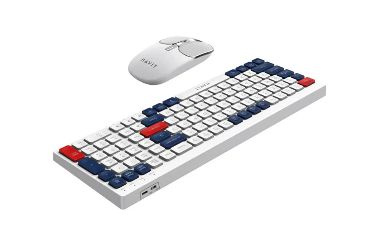 Havit Dual-Mode Wireless 2.4Ghz + Bluetooth Keyboard and Mouse (White) - Image 3