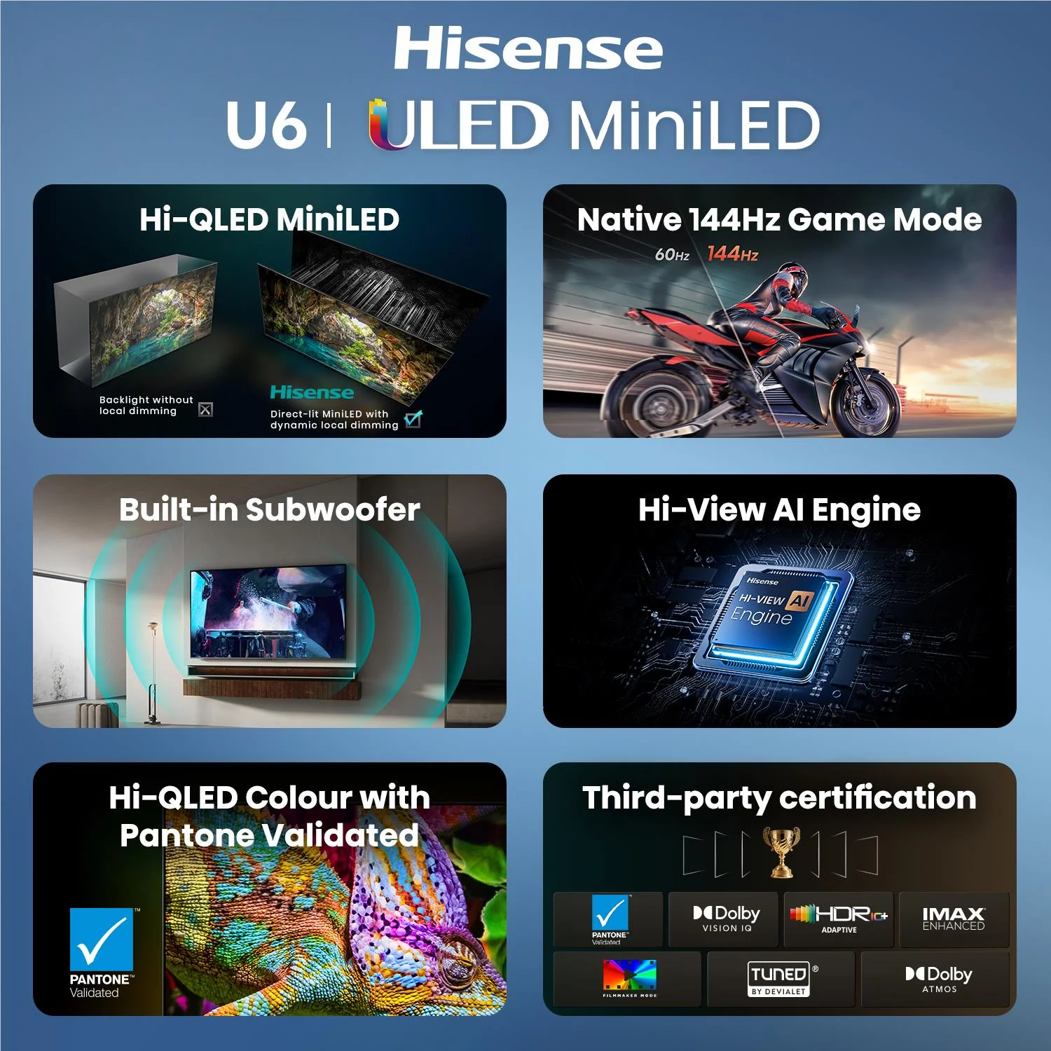 Hisense 55" U6SAU Mini-LED Hi-QLED 4K Smart AI TV [2026] - Image 12