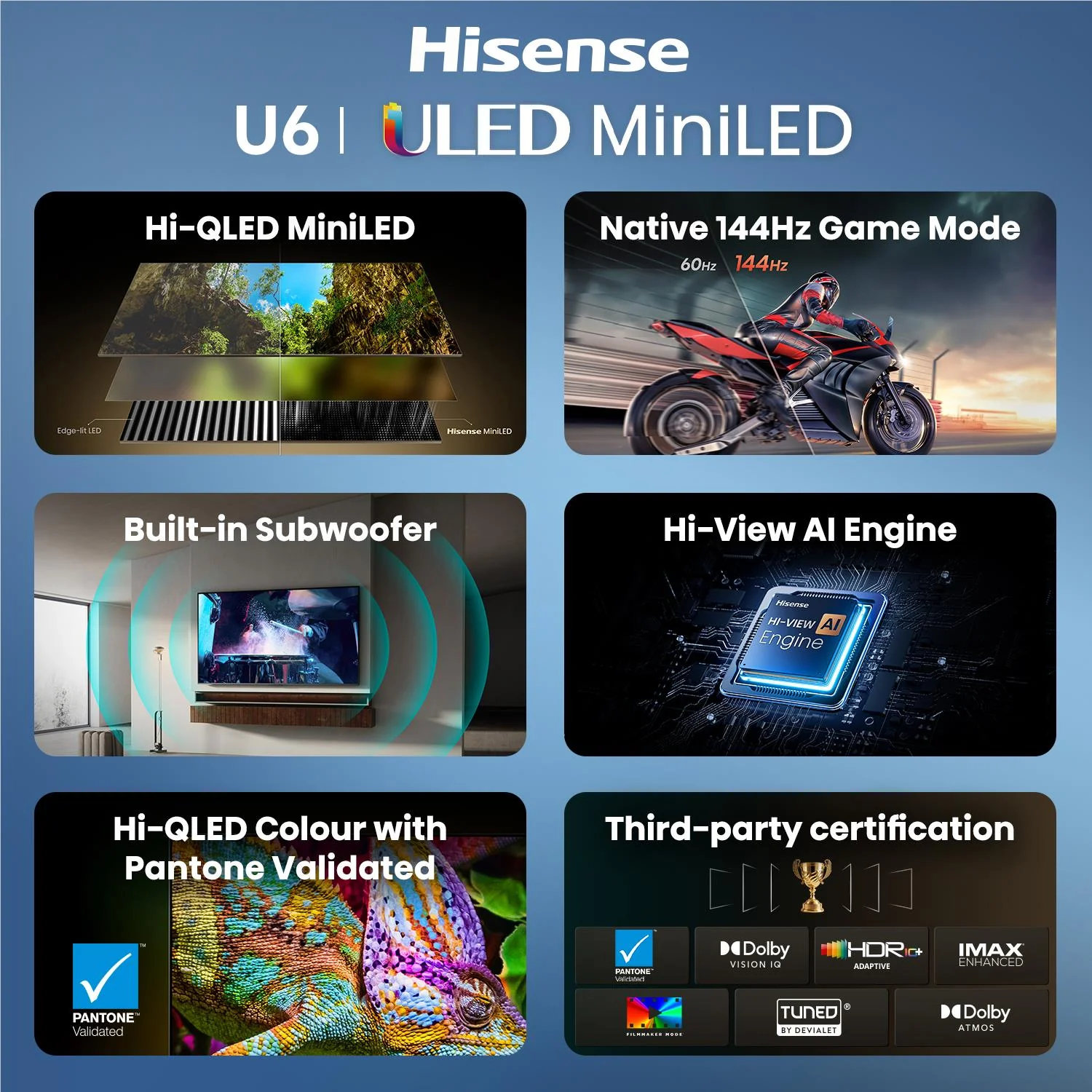 Hisense 85" U6SAU Mini-LED Hi-QLED 4K Smart AI TV [2026] - Image 7