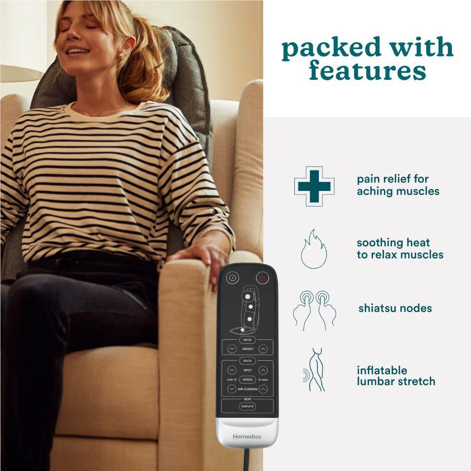 Homedics MCS-1010H-AU Total Recline Shiatsu Massage Cushion - Image 6