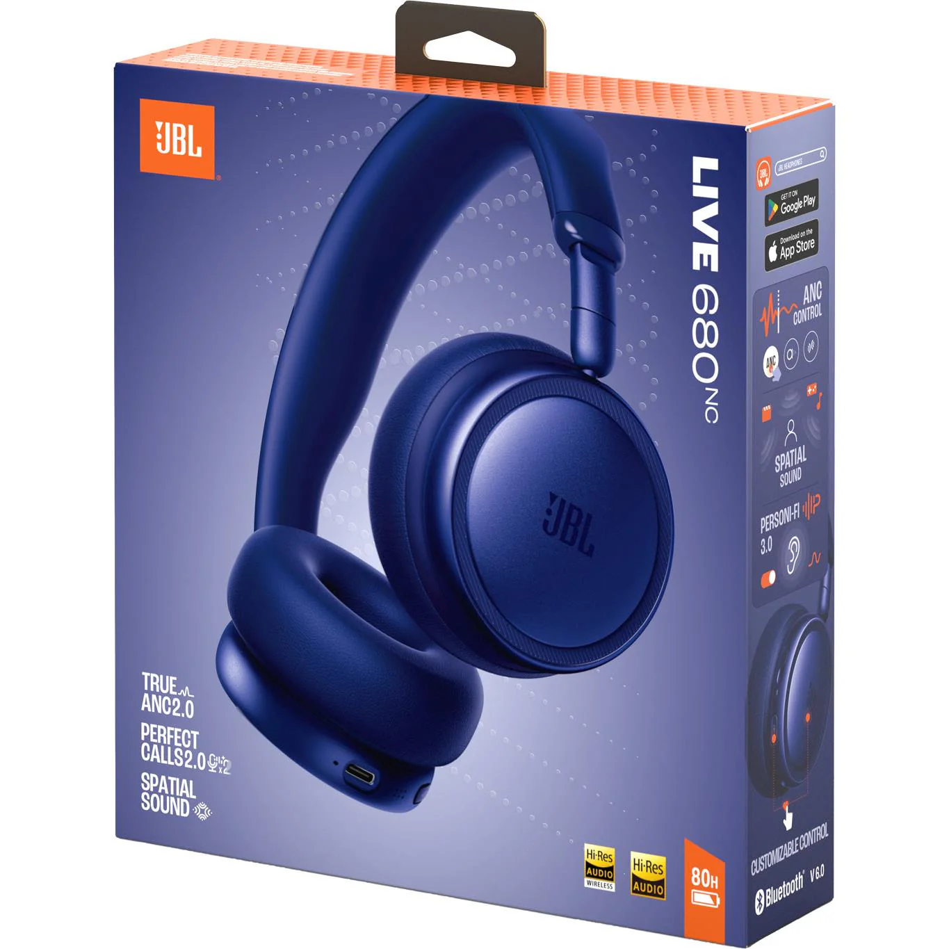 JBL Live 680NC Wireless Noise Cancelling On-ear Headphones (Blue) - Image 9