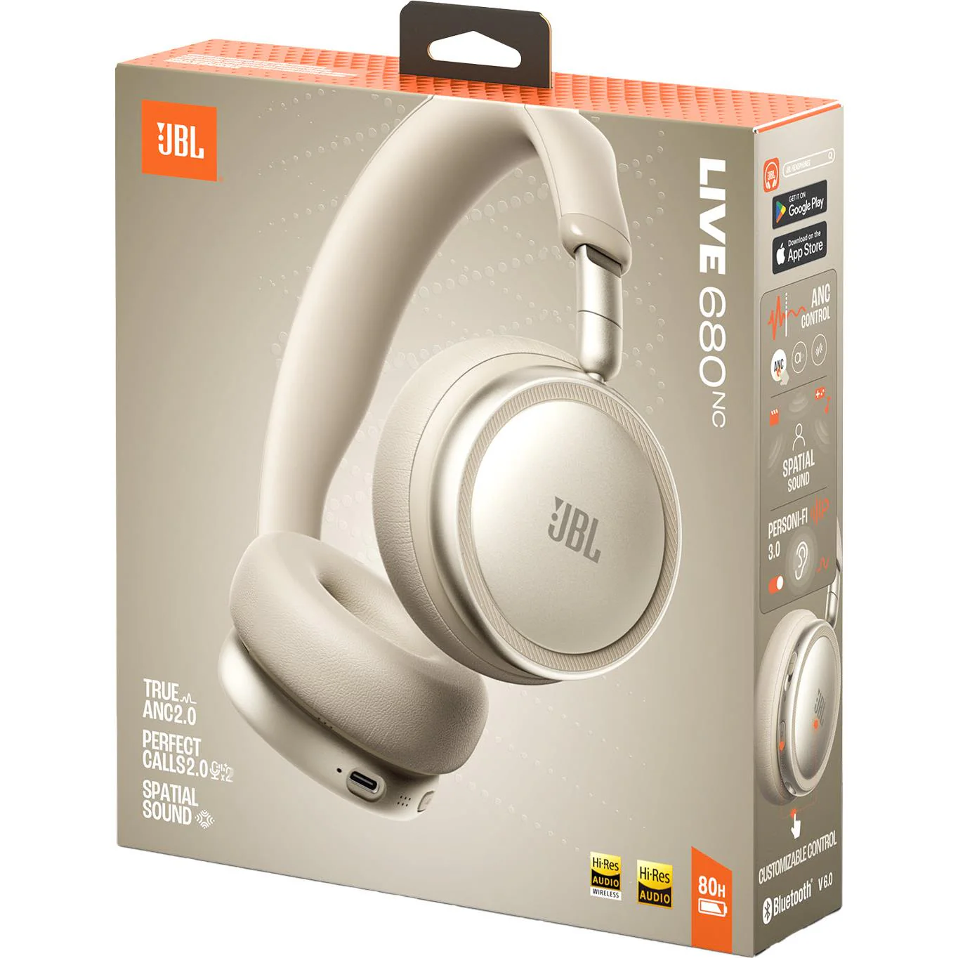 JBL Live 680NC Wireless Noise Cancelling On-ear Headphones (Champagne) - Image 9
