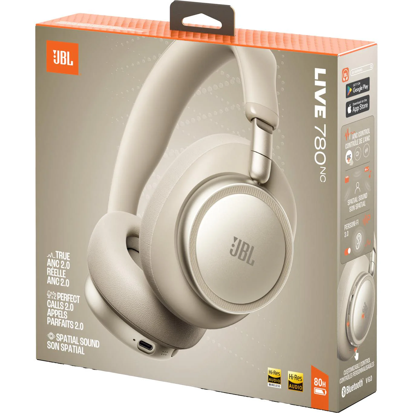JBL Live 780NC Wireless Noise Cancelling Over-ear Headphones (Champagne) - Image 9