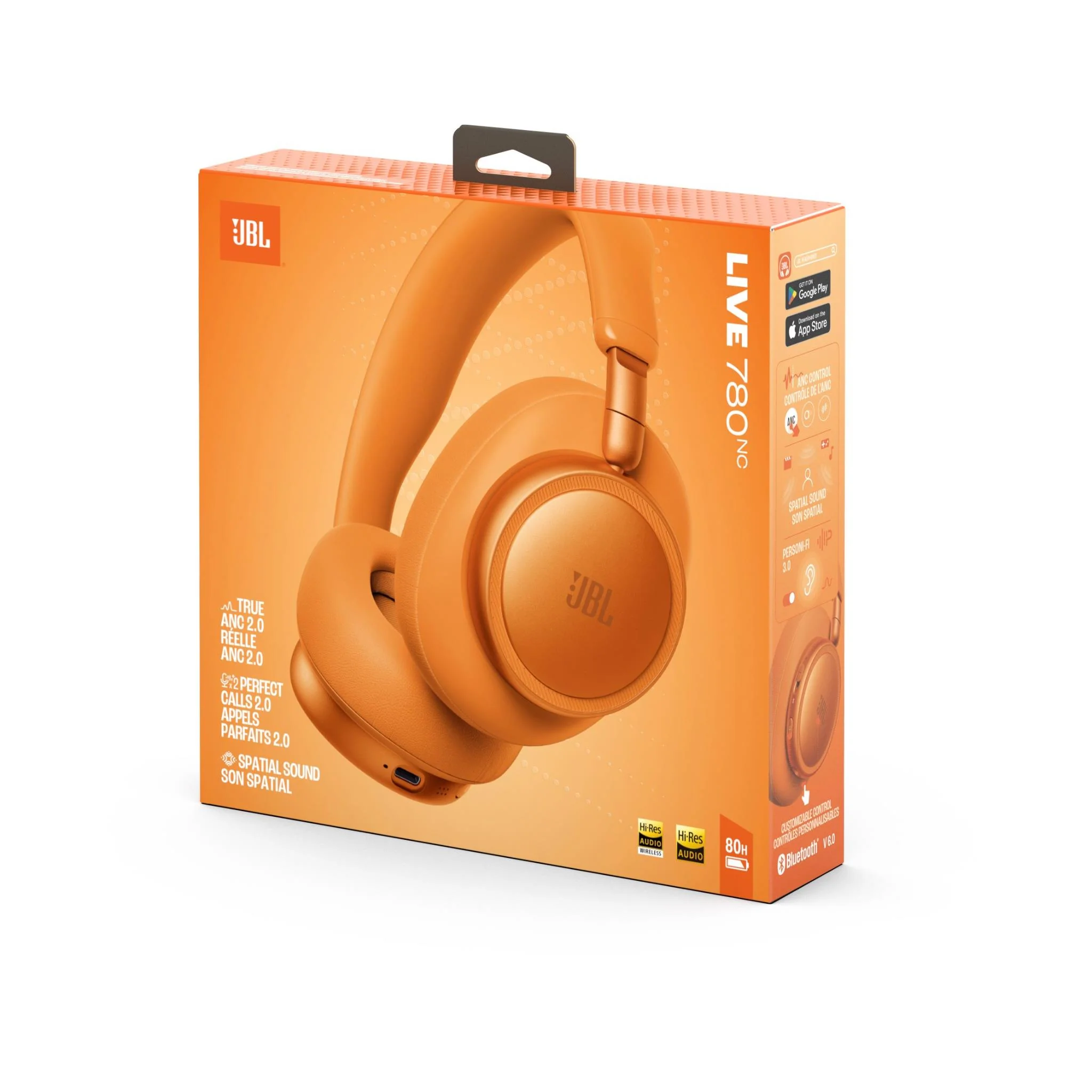 JBL Live 780NC Wireless Noise Cancelling Over-ear Headphones (Orange) - Image 9