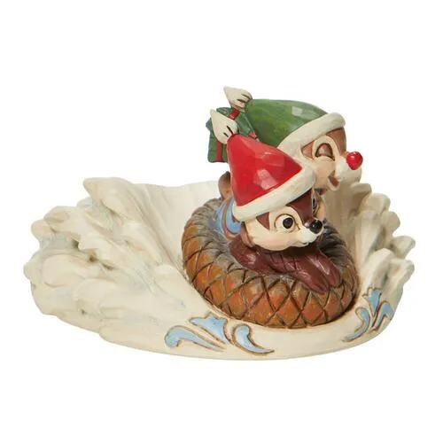 Jim Shore Disney Traditions - Chip n' Dale Sledding Saucer - Fun in the Snow - Image 4