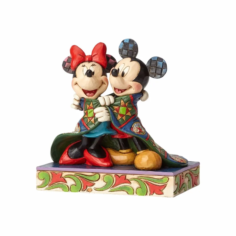 Jim Shore Disney Traditions - Mickey And Minnie Mouse Wrapped In Quilt Figurine - Image 3