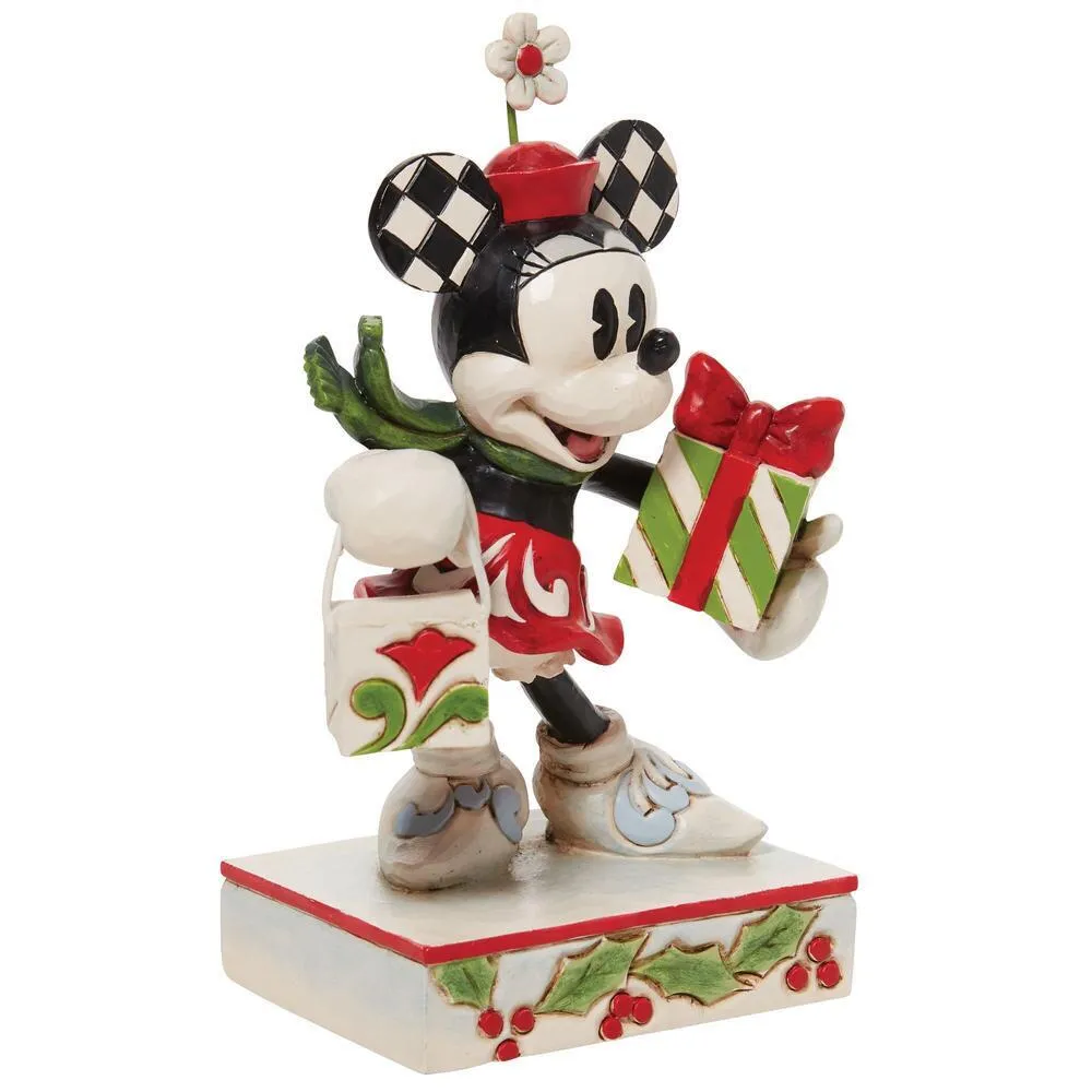 Jim Shore Disney Traditions - Minnie Mouse Christmas - Minnie With Bag and Present - Image 5