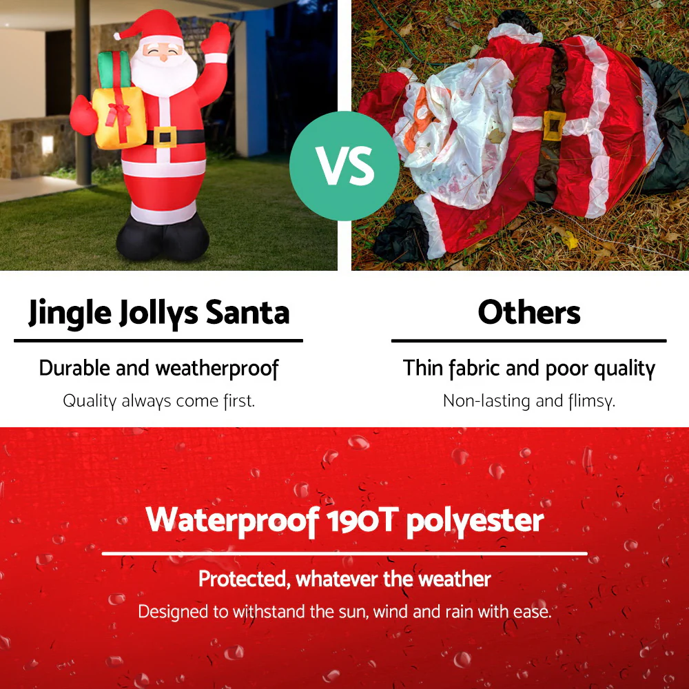 Jingle Jollys Christmas Inflatable Santa 2.4M Illuminated Decorations - Image 4