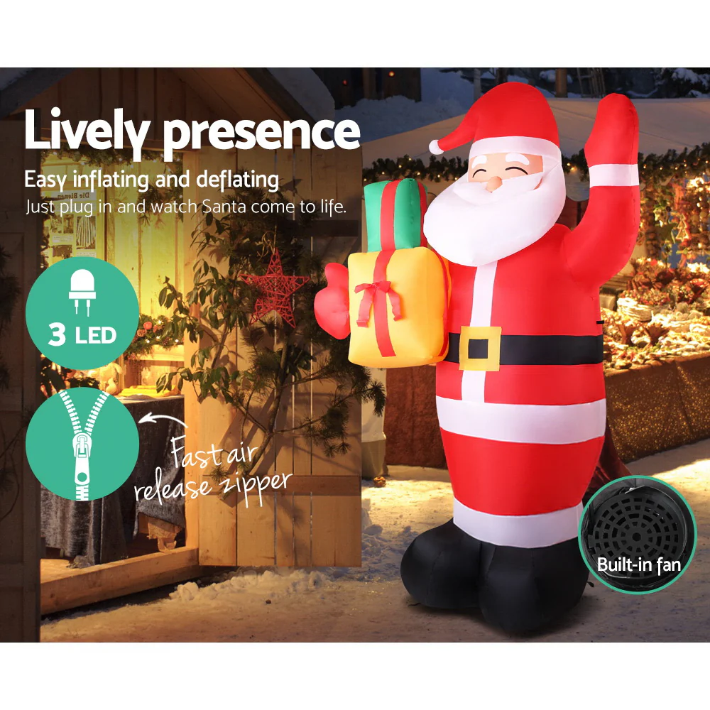 Jingle Jollys Christmas Inflatable Santa 2.4M Illuminated Decorations - Image 5