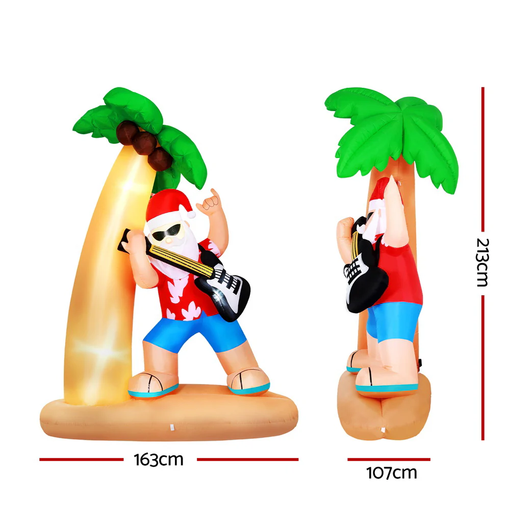 Jingle Jollys Christmas Inflatable Santa Guitar 2.1M Led Illuminated Decorations - Image 3