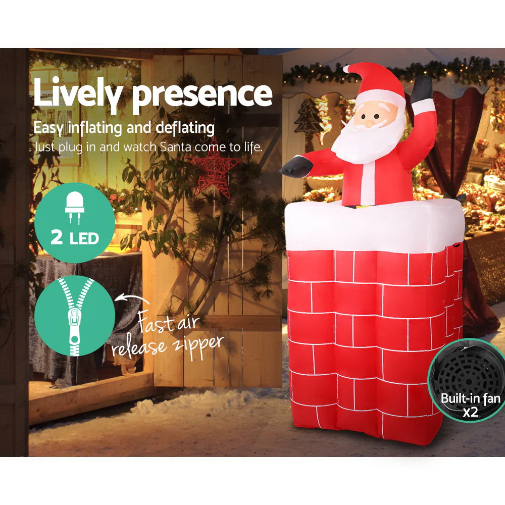Jingle Jollys Christmas Inflatable Santa Pop Up 1.8M Illuminated Decorations - Image 5