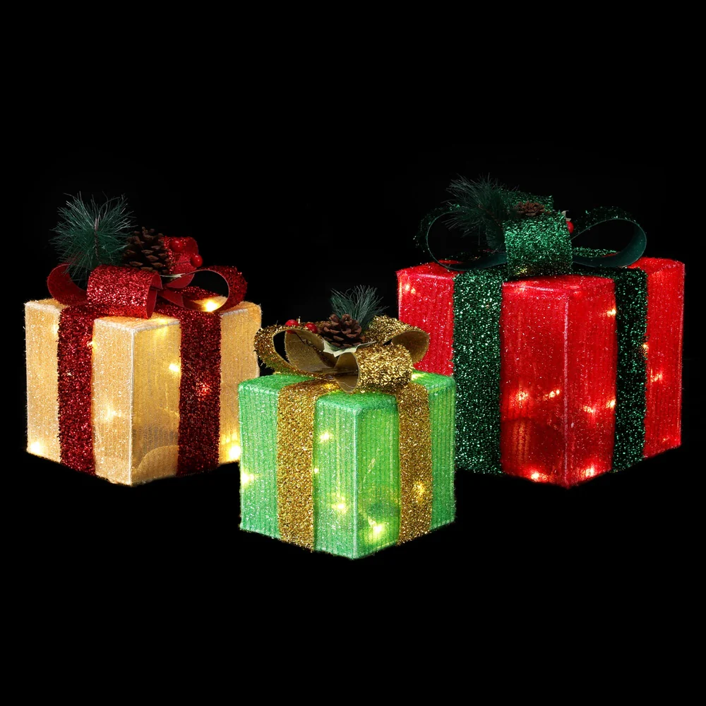 Jingle Jollys Christmas Lights 60 LED Fairy Light Gift Box 3pcs Decorations RGW - Image 2