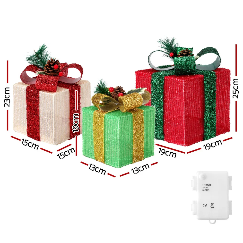 Jingle Jollys Christmas Lights 60 LED Fairy Light Gift Box 3pcs Decorations RGW - Image 3