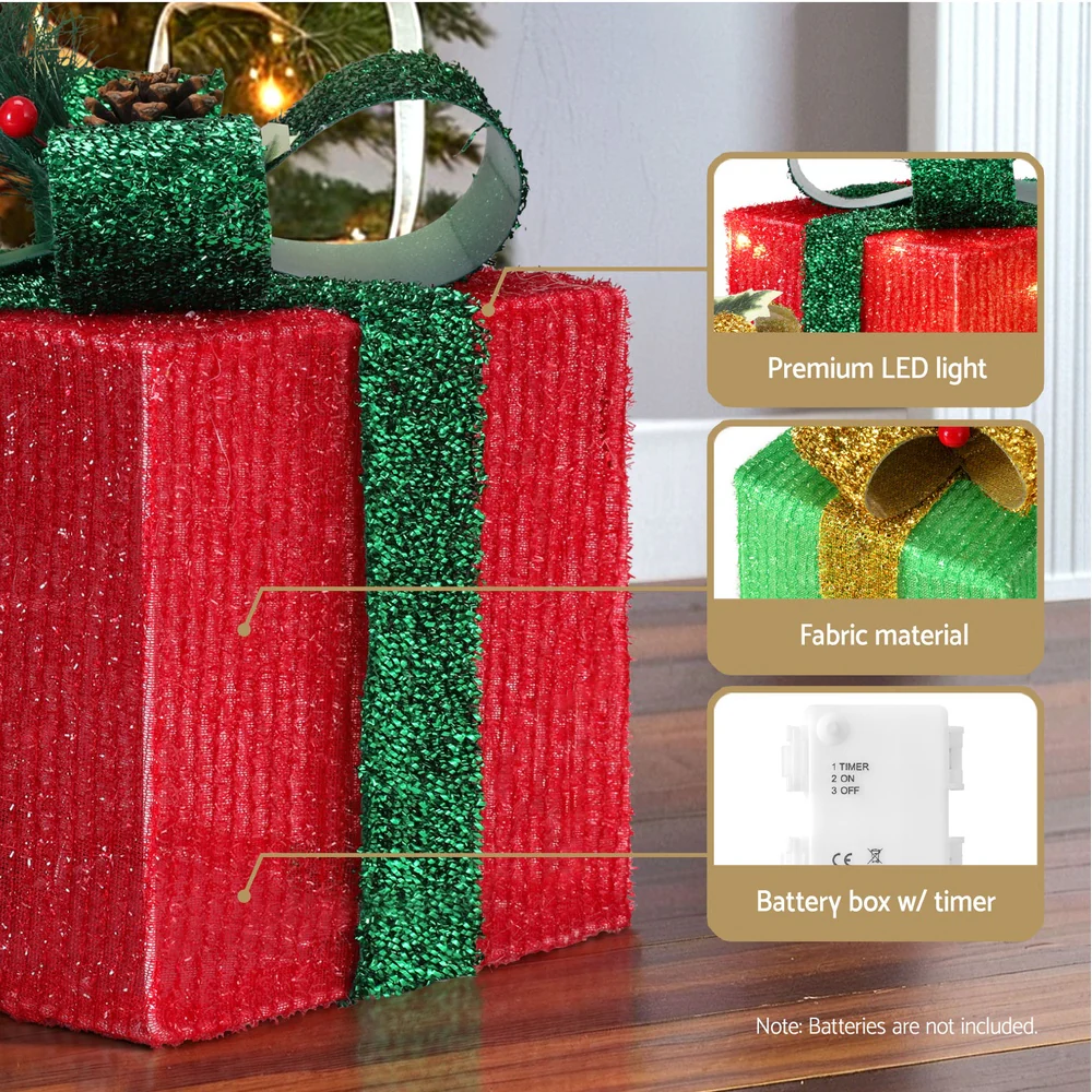 Jingle Jollys Christmas Lights 60 LED Fairy Light Gift Box 3pcs Decorations RGW - Image 6