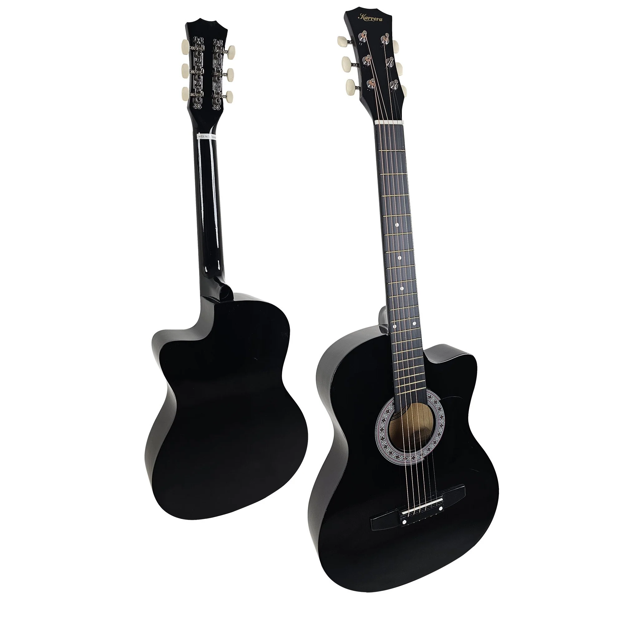 Karrera 38" Cutaway Acoustic Guitar with Carry Bag (Black) - Image 2