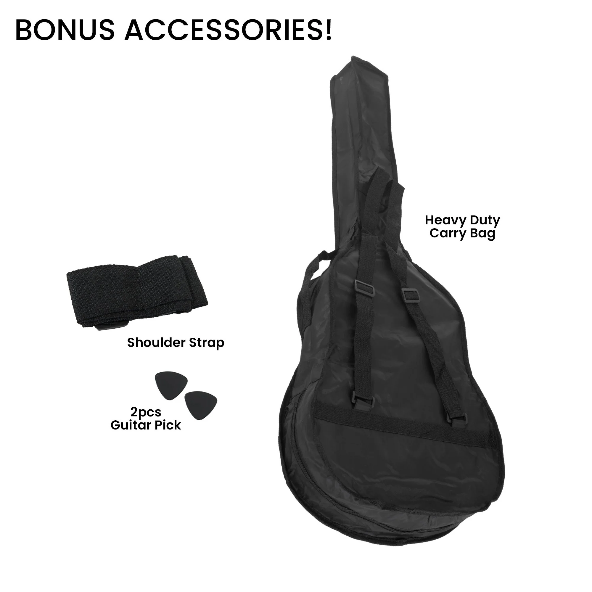 Karrera 38" Cutaway Acoustic Guitar with Carry Bag (Black) - Image 6