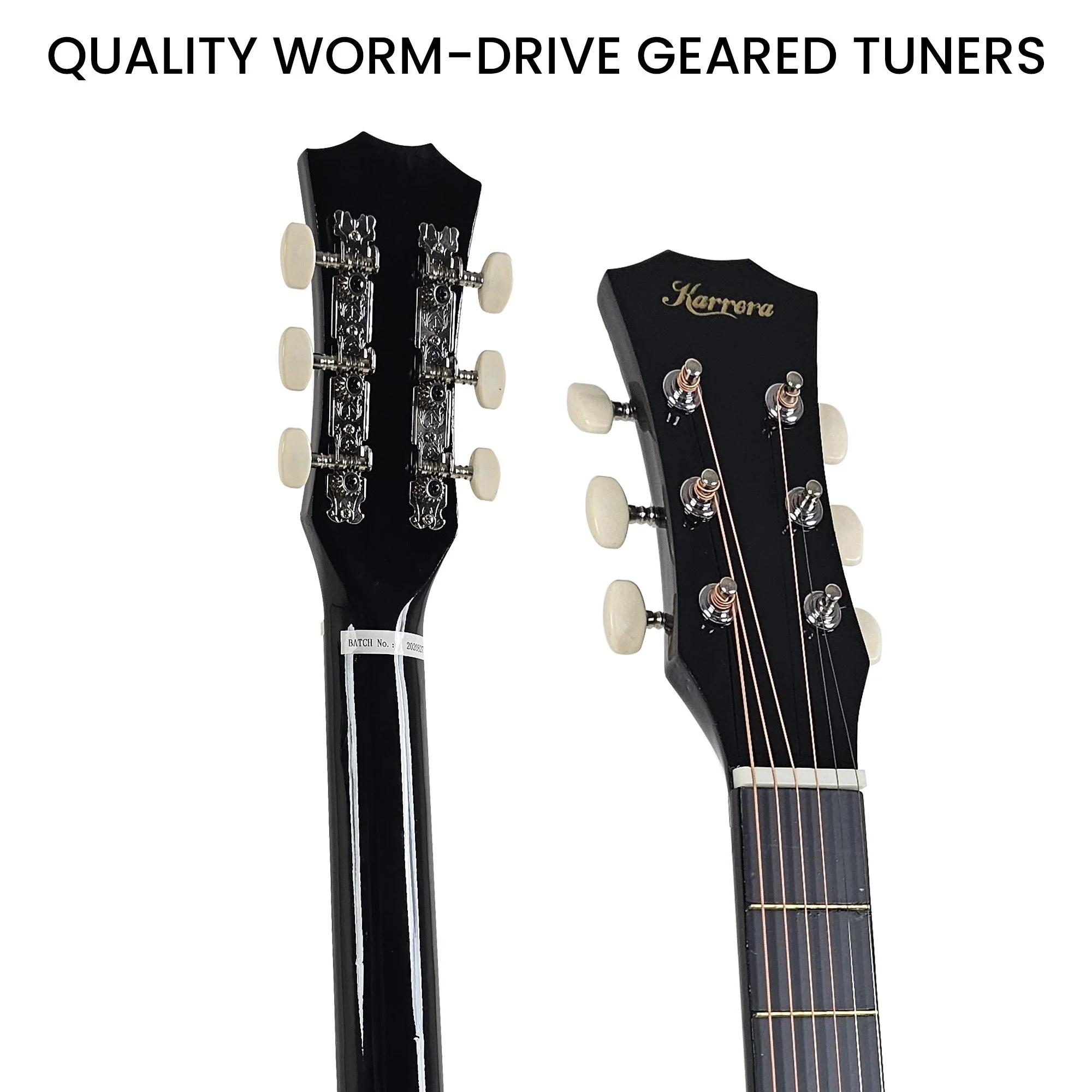 Karrera 38" Cutaway Acoustic Guitar with Carry Bag (Black) - Image 8