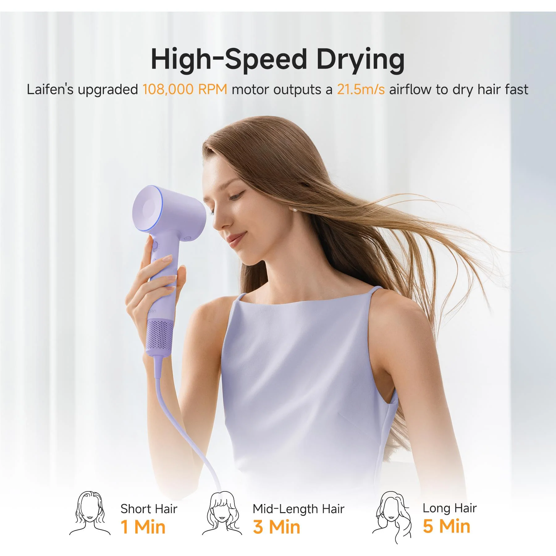 Laifen SE 2 High Speed Hair Dryer (Pastel Purple) - Image 3