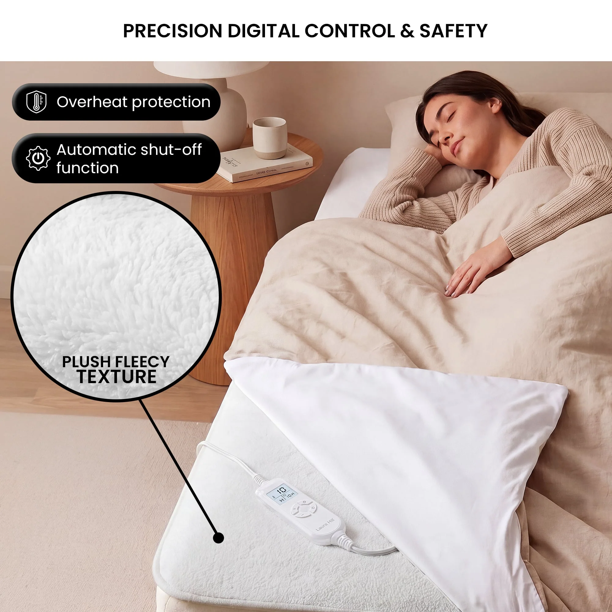 Laura Hill 9-Level Heated Fitted Electric Blanket with Fleece Underlay - King - Image 4