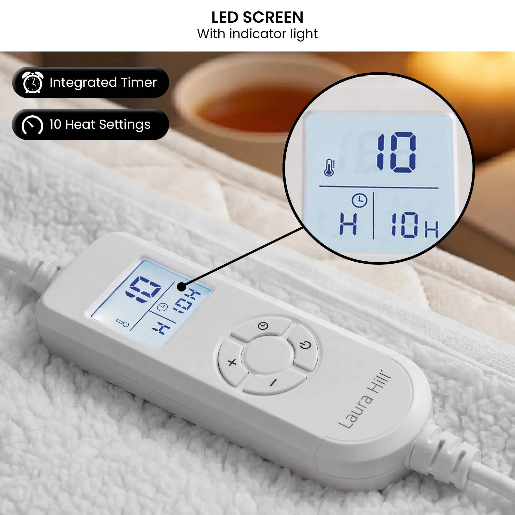 Laura Hill 9-Level Heated Fitted Electric Blanket with Fleece Underlay - Single - Image 5