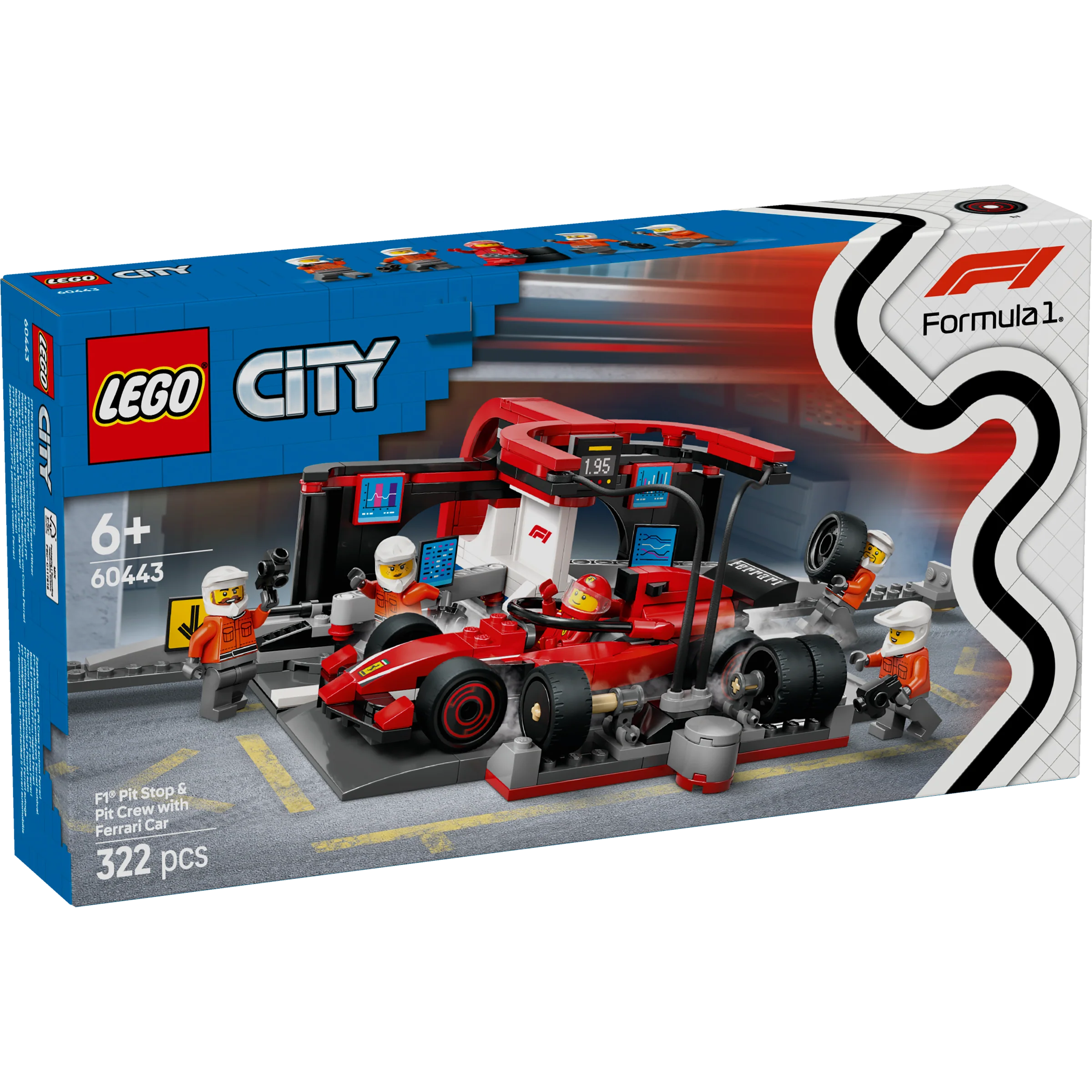 LEGO 60443 F1® Pit Stop & Pit Crew with Ferrari Car - City - Image 2