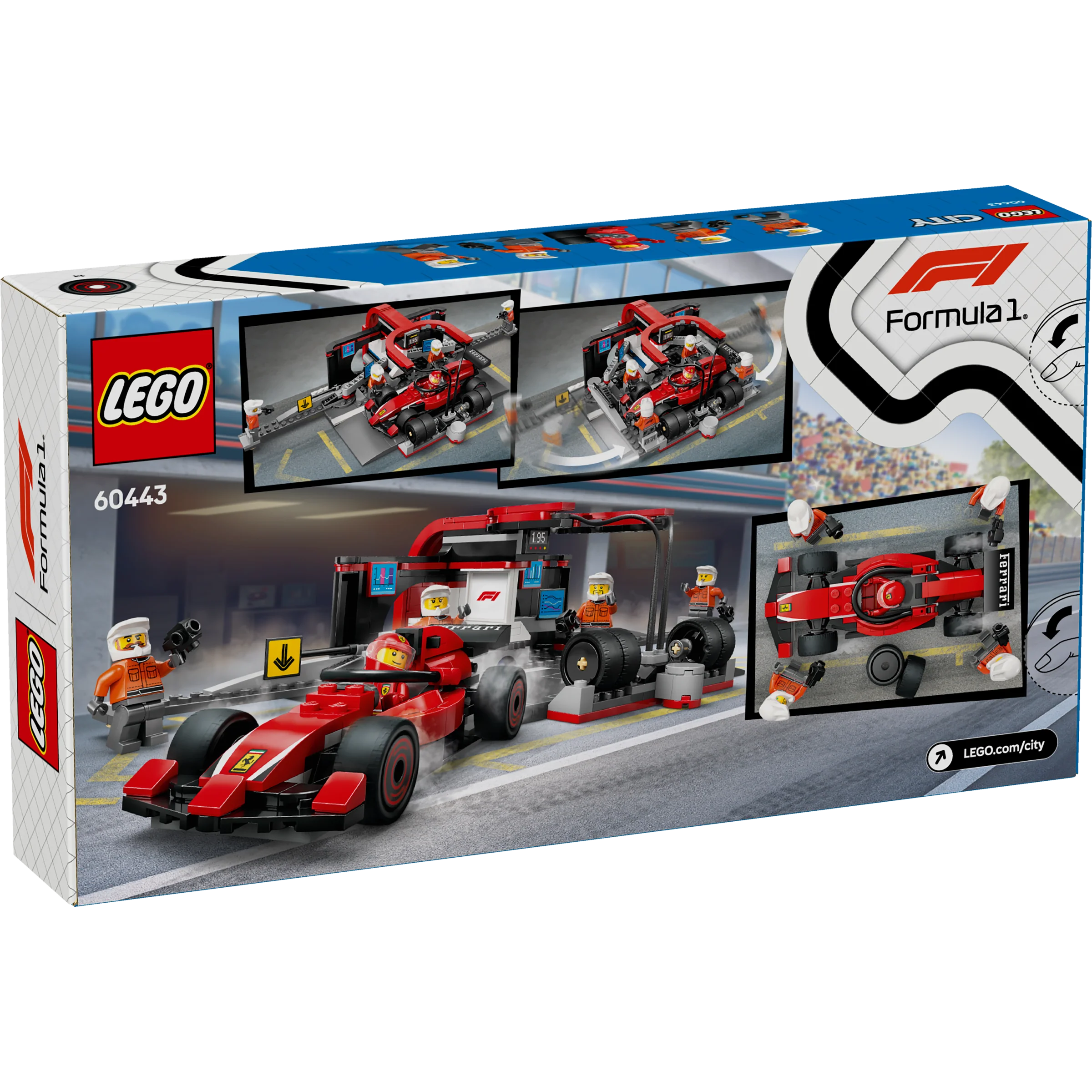 LEGO 60443 F1® Pit Stop & Pit Crew with Ferrari Car - City - Image 3
