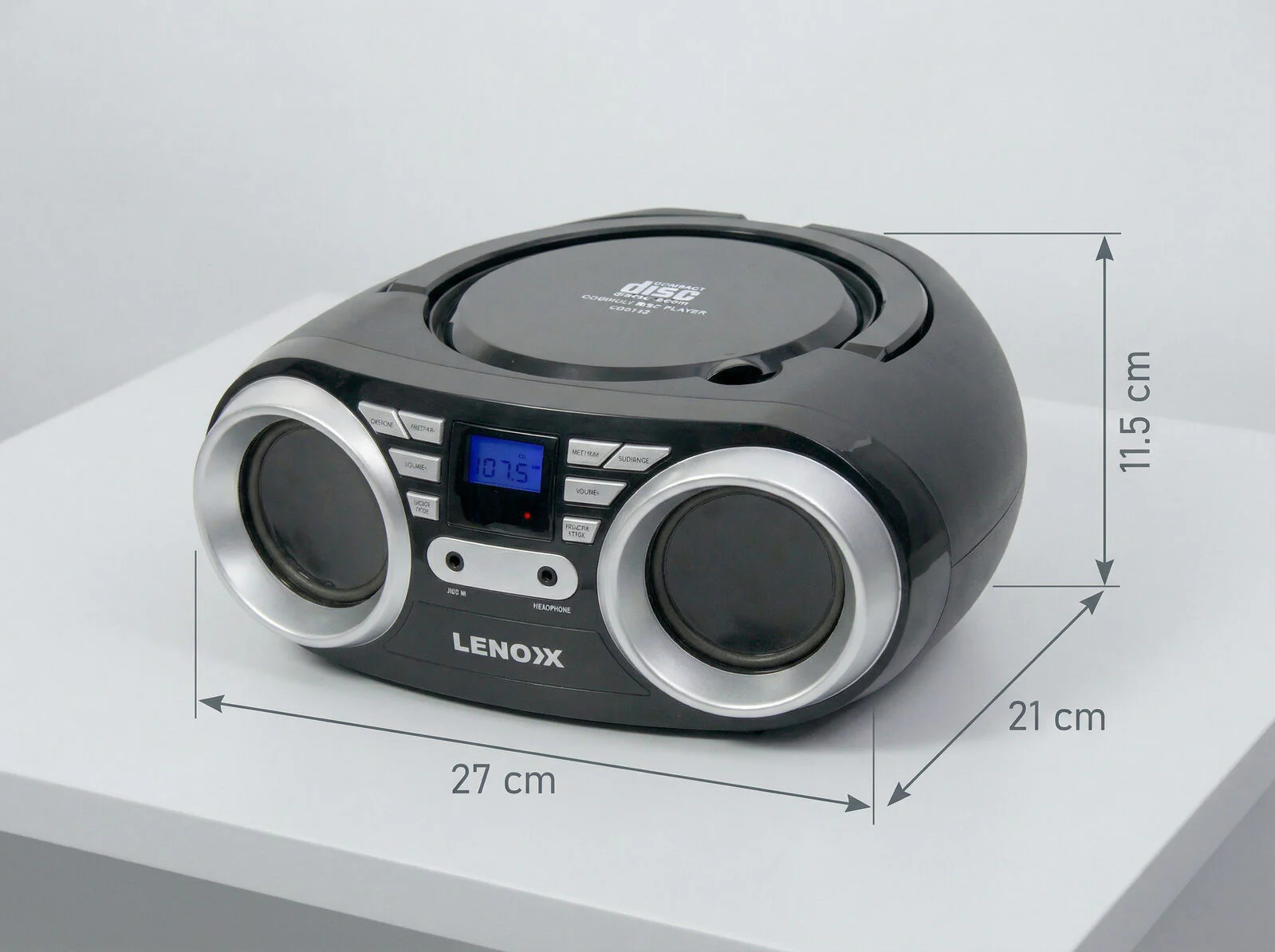 Lenoxx Portable CD Player 4W Speaker with FM Radio & AUX In (Black) - Image 3