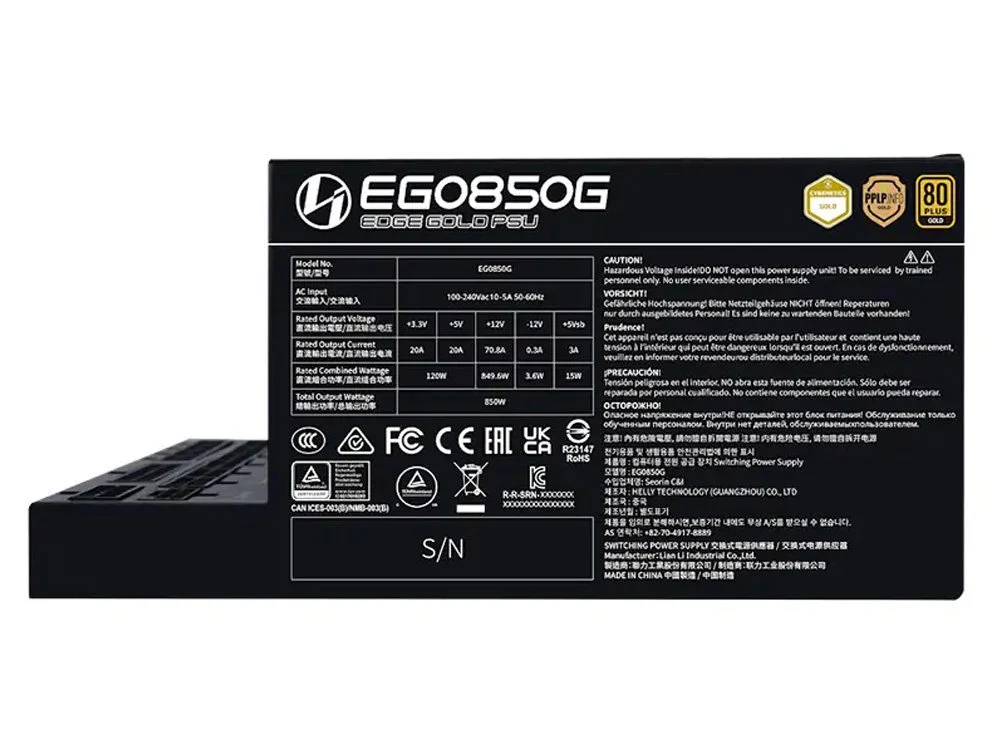 Lian Li Edge Gold 850W 80+ Gold Modular ATX 3.1 Power Supply (Black) - Image 3
