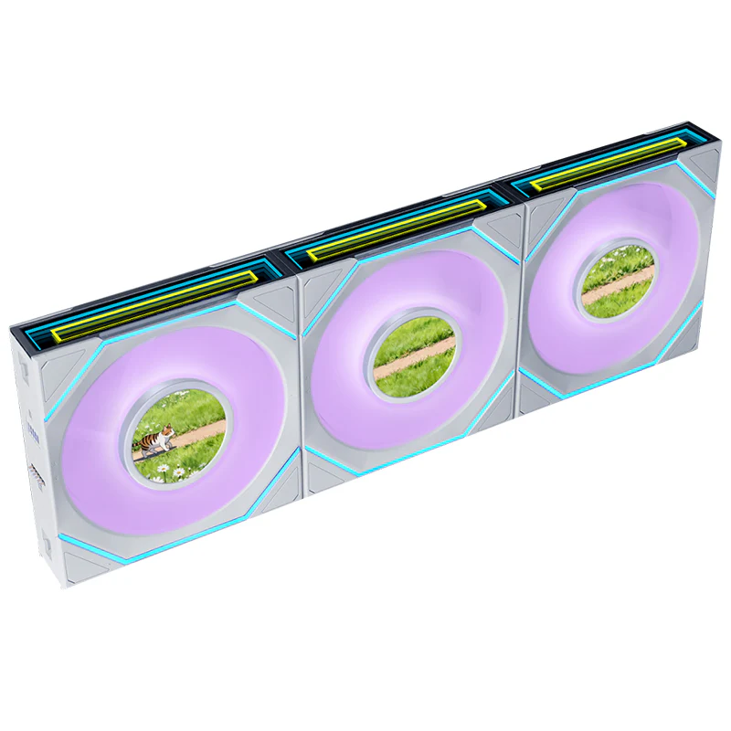 Lian Li Uni Fan SL Infinity 1.8in LCD Flex 2.4GHz Wireless 120mm ARGB Fan 3 Pack - White (12SLIND1F3W)