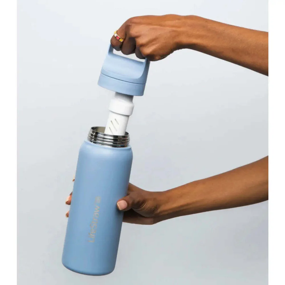 LifeStraw Go 2.0 700ml Stainless Steel Water Filter Bottle Icelandic Blue - Image 2