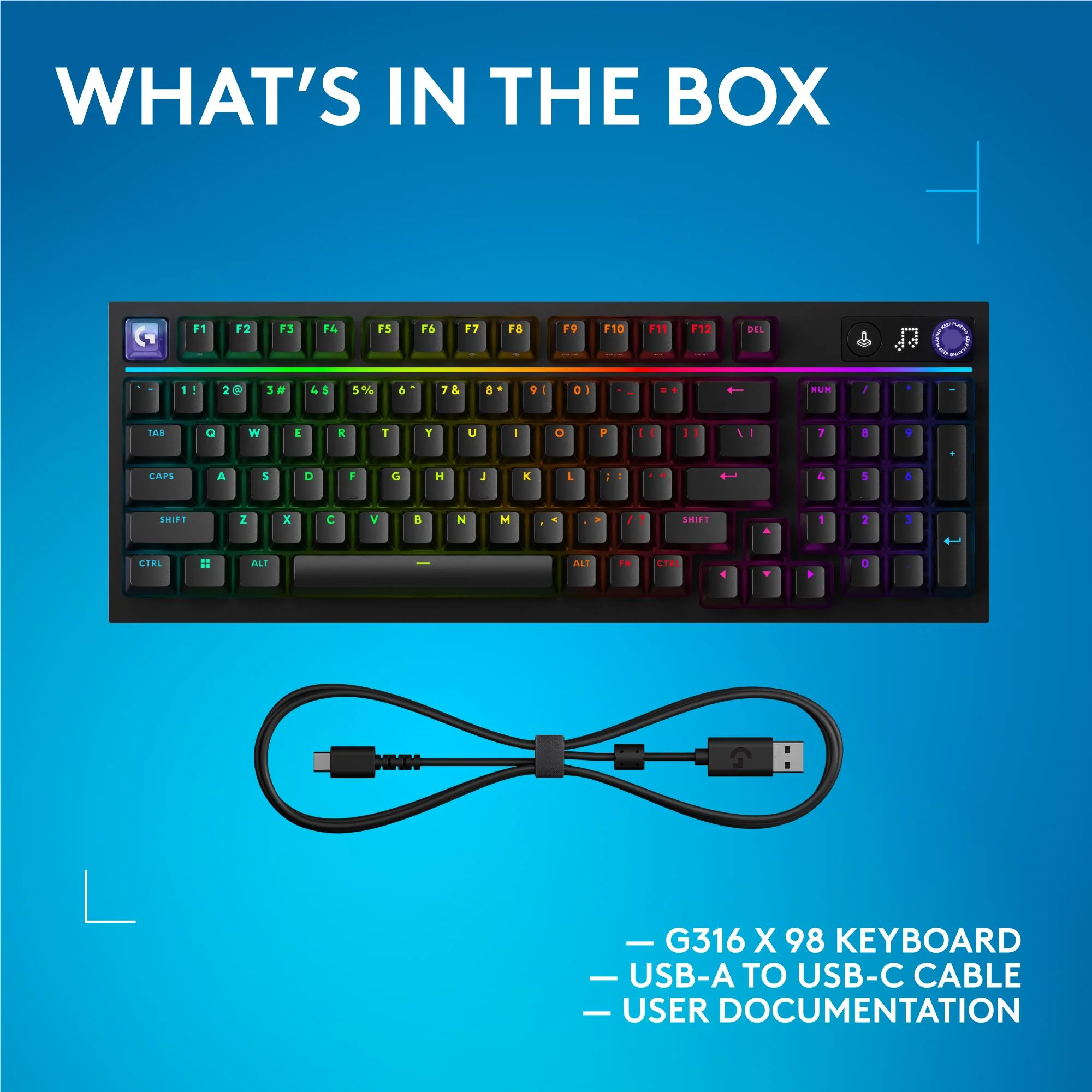 Logitech G G316 X 98 Gaming Keyboard (Black) - Image 11