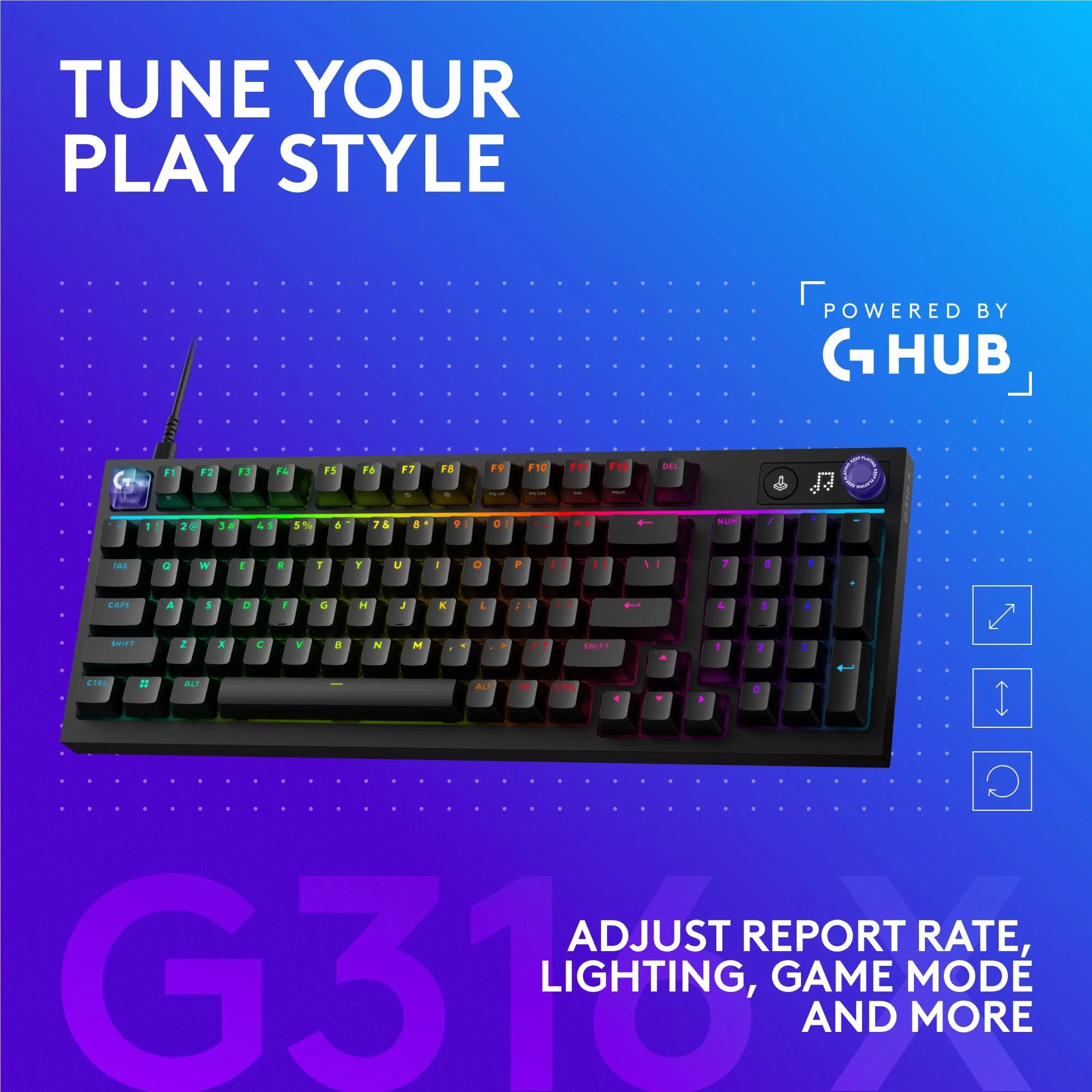 Logitech G G316 X 98 Gaming Keyboard (Black) - Image 9