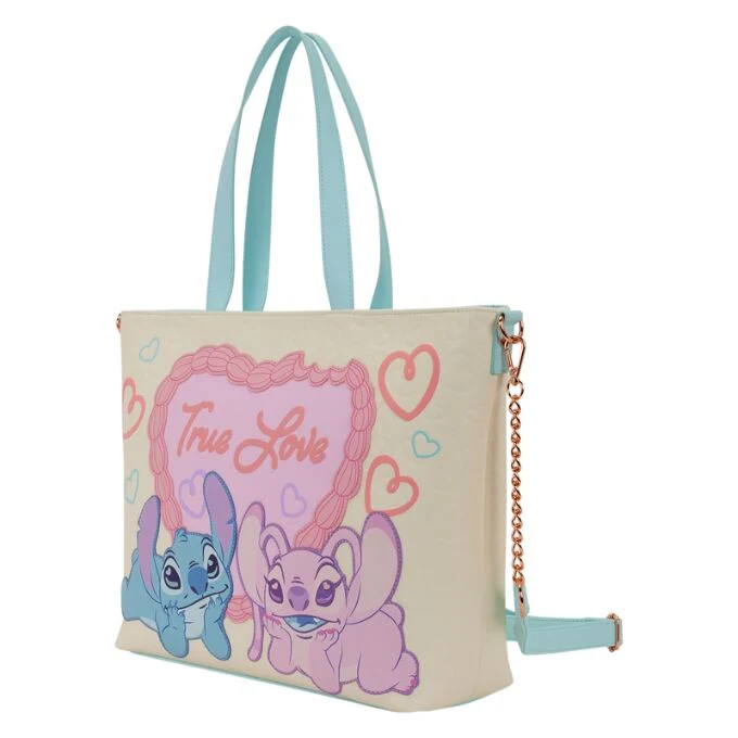 Loungefly Disney Lilo and Stitch - Stitch and Angel "True Love" Tote Crossbody Bag - Image 2