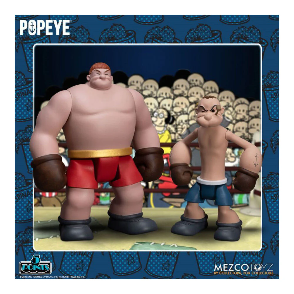 Mezco Toyz Popeye & Oxheart 5-Points Action Figure Statue Play Toy Box Set - Image 2