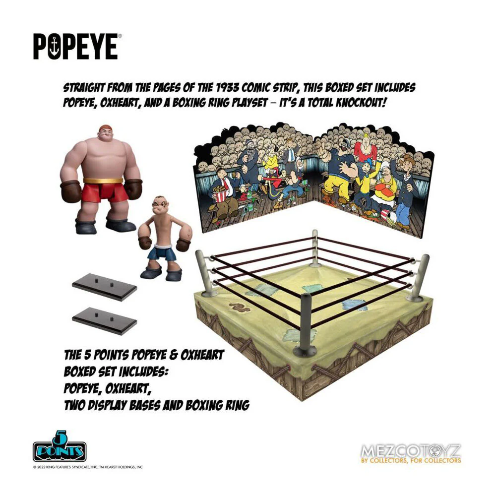 Mezco Toyz Popeye & Oxheart 5-Points Action Figure Statue Play Toy Box Set - Image 3