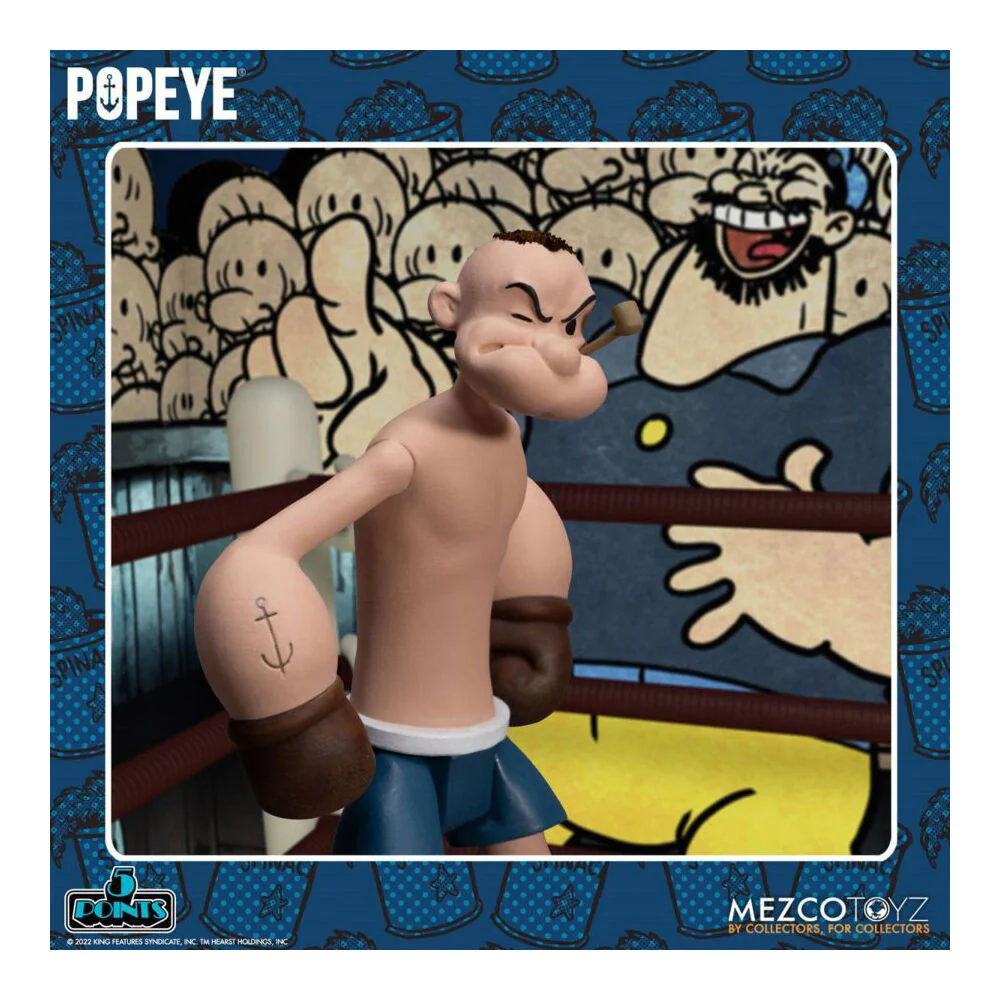 Mezco Toyz Popeye & Oxheart 5-Points Action Figure Statue Play Toy Box Set - Image 6