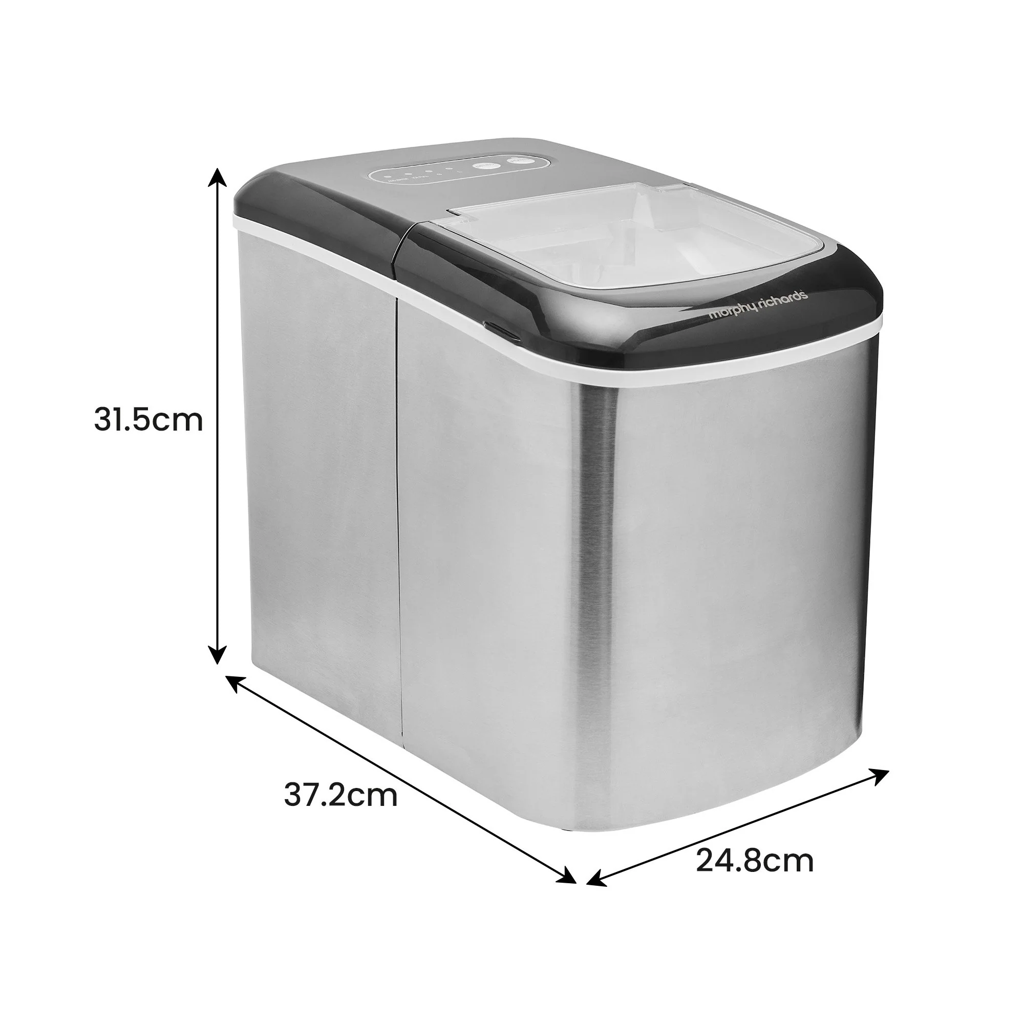 Morphy Richards Ice Maker Stainless Steel 15kg Small Large And Cube 2.1L Tank - Image 3