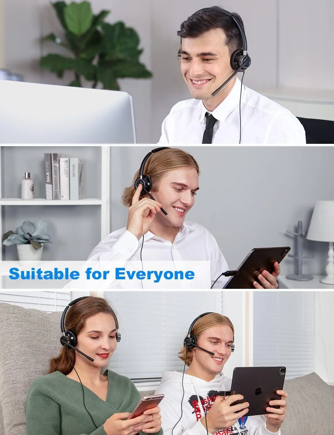 New Bee USB Headset with Flexible Microphone for L/R Side Computer - Image 2