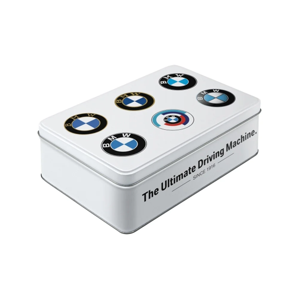 Nostalgic-Art Storage Tin BMW Logo Evolution Embossed Design 23x16x7cm
