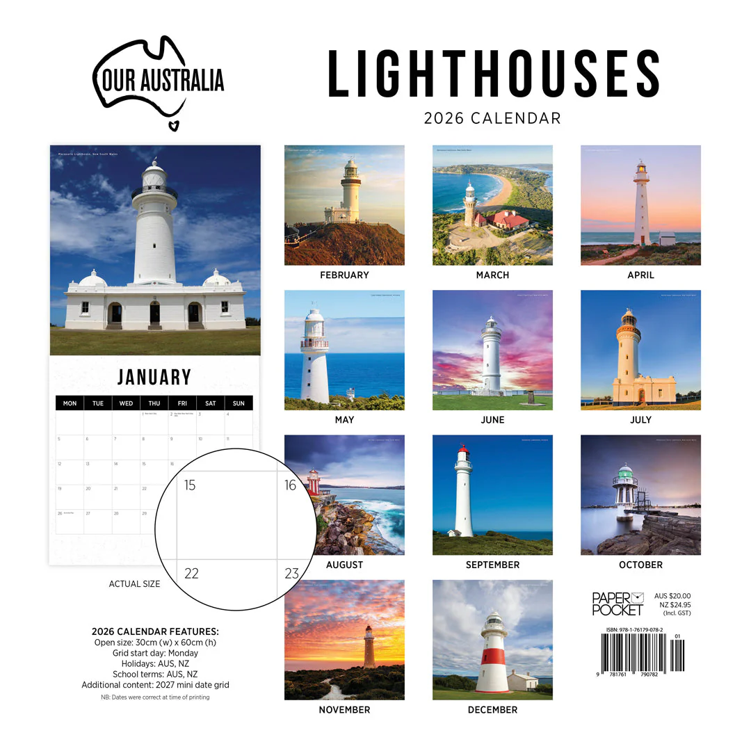 Paper Pocket Our Australia Lighthouses 2026 Calendar - Image 4